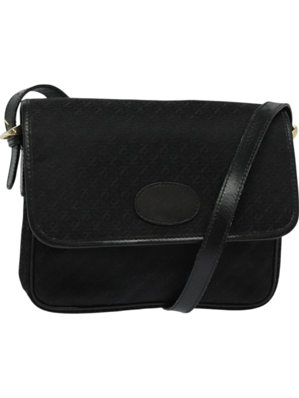 LOEWE Anagram Shoulder Bag Canvas Black Gold